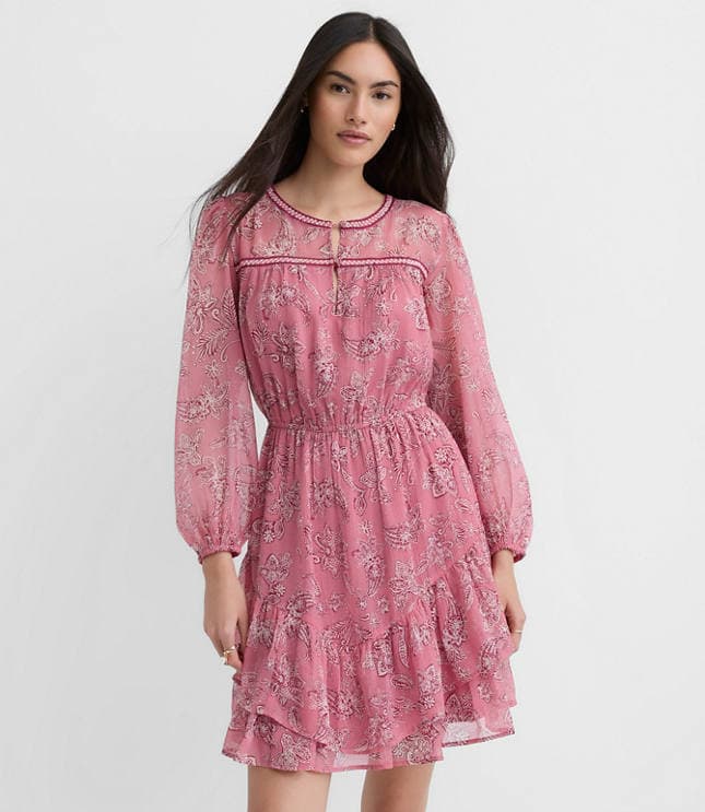 Paisley Ruffle Mini Dress