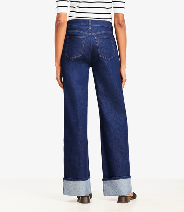 Curvy Cuffed High Rise Wide Leg Jeans in Rinse Wash - image 2