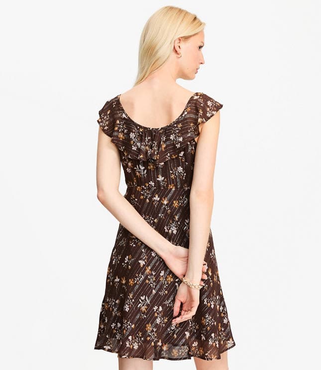 Petite Shimmer Floral Ruffle Mini Dress - image 3