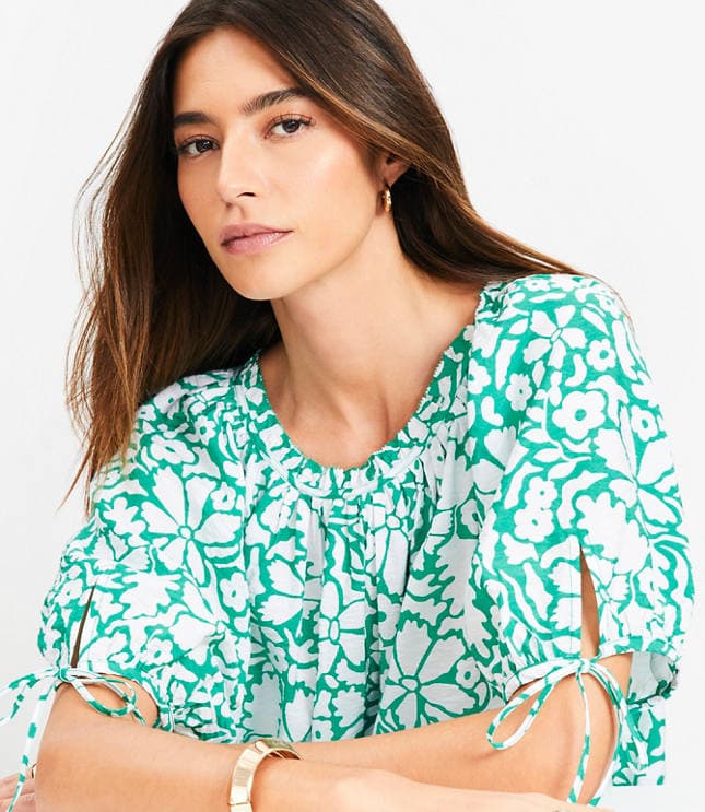 Floral Tie Cuff Blouse - image 2