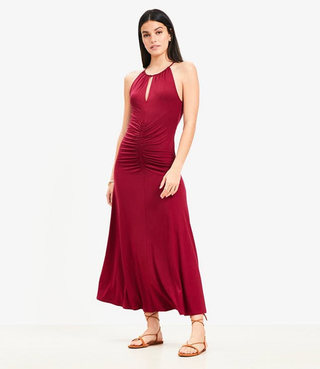 Ruched Midi Halter Dress - image 1