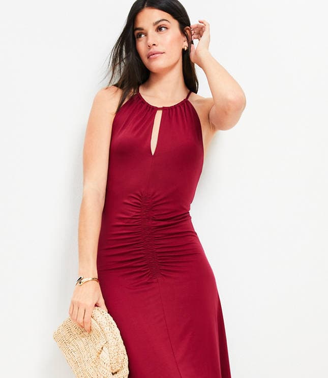 Ruched Midi Halter Dress - image 2