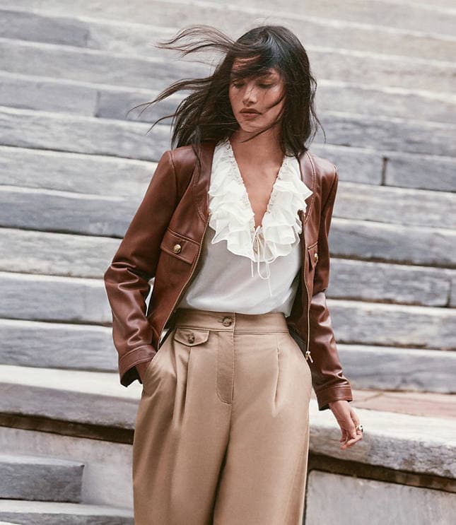 Petite Faux Leather Zip Jacket - image 1