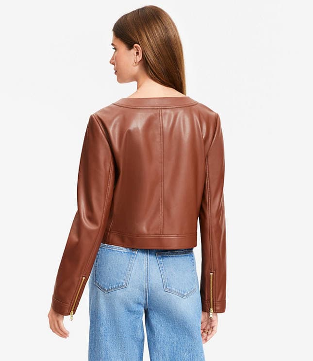 Petite Faux Leather Zip Jacket - image 4