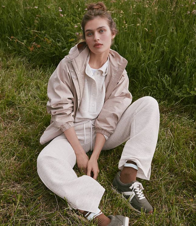 Lou & Grey Heathered Wafflestitch Straight Leg Pants