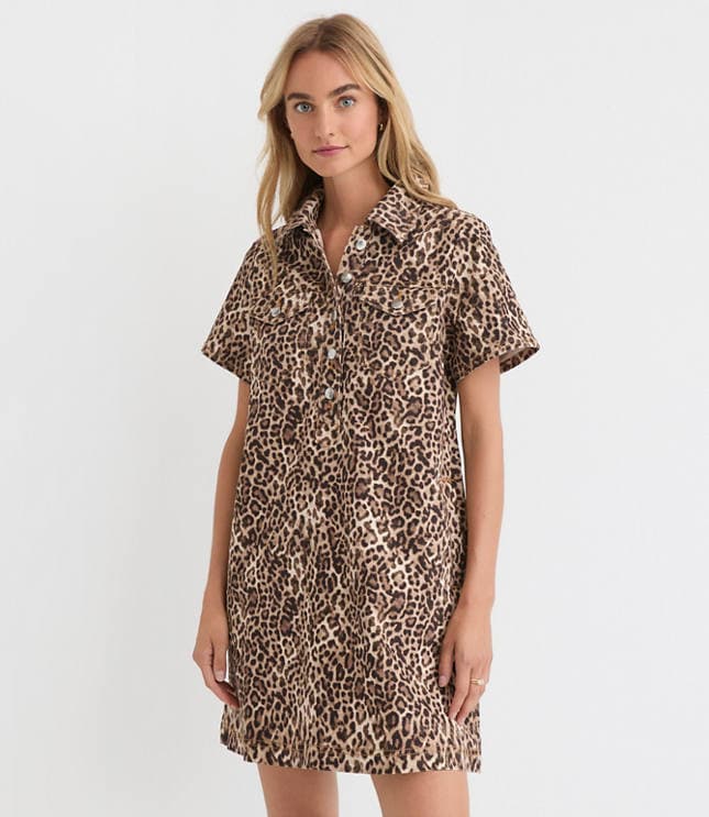 Petite Leopard Print Mini Pocket Dress - image 2