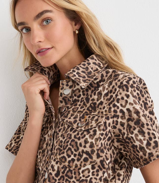 Petite Leopard Print Mini Pocket Dress - image 5