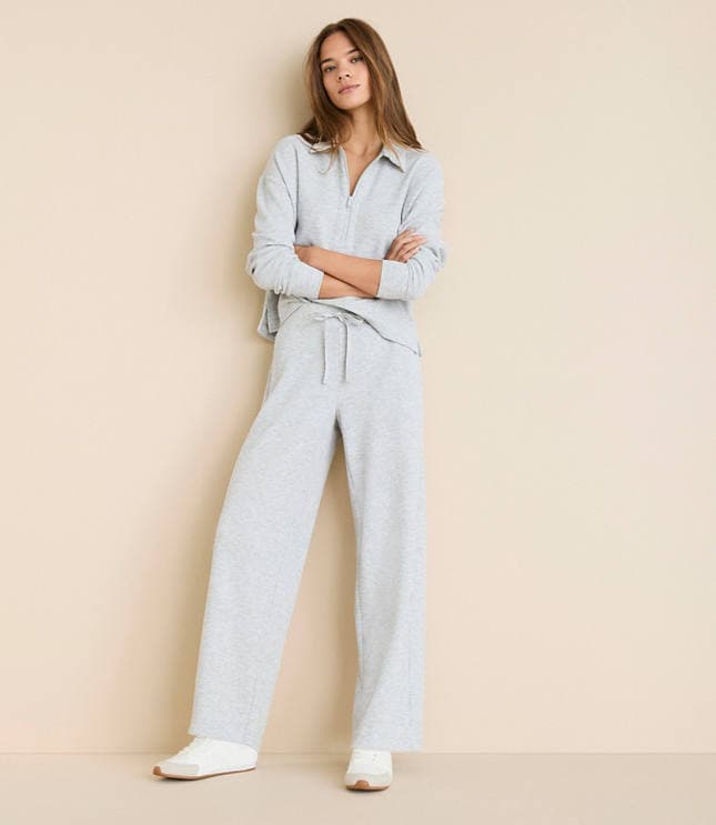 Lou & Grey Heathered Upstate Waffle Wide Leg Pants - image 1