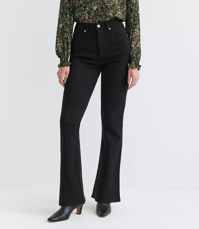 Curvy High Rise Slim Flare Jeans in Jet Black Wash - image 1