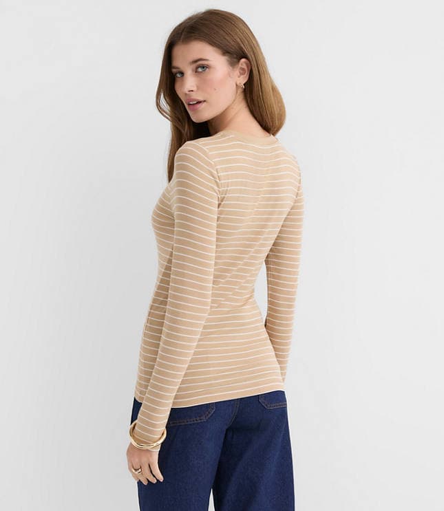 Striped Micro Modal Crew Neck Long Sleeve Tee - image 3