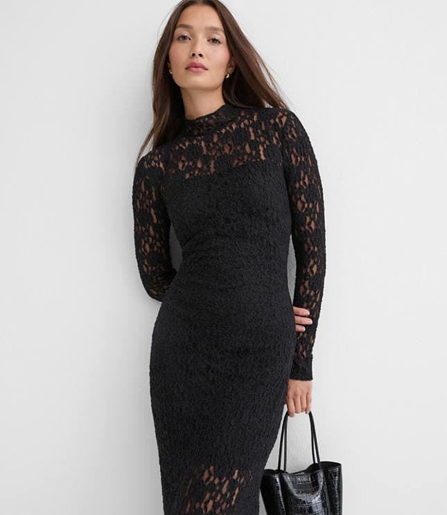 Floral Lace Mock Neck Maxi Dress - image 1