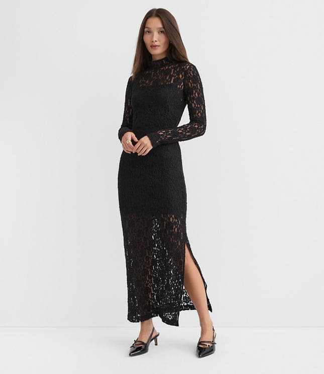 Floral Lace Mock Neck Maxi Dress - image 2