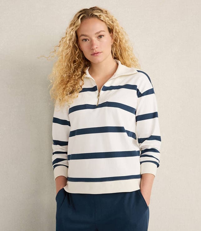 Haven Well Within Organic Cotton Interlock Striped Quarter Zip - image 1