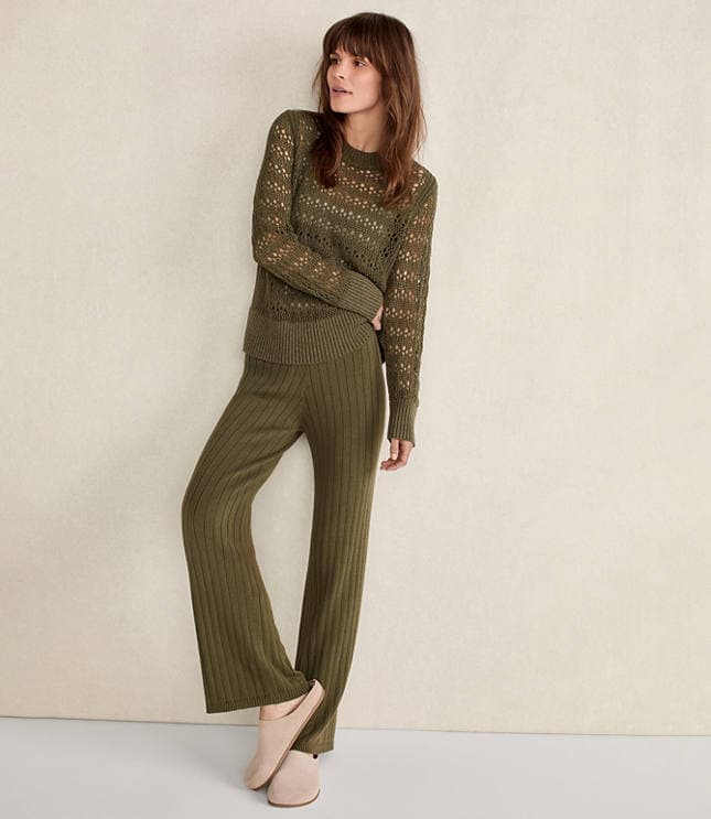 Haven Well Within Organic Cotton Linen Open Stitch Crewneck Sweater - image 2