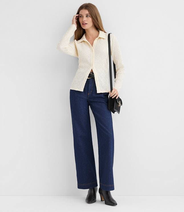 Petite Puckered Knit Shirt - image 2