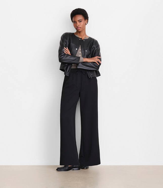 Petite LOFT Versa Crepe Drape Drawstring Pants - image 1