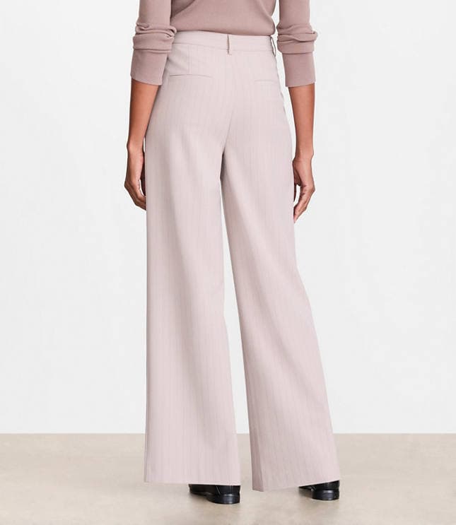 Petite LOFT Versa Seasonless Stretch Double Pleat Wide Leg Pants in Stripe - image 3