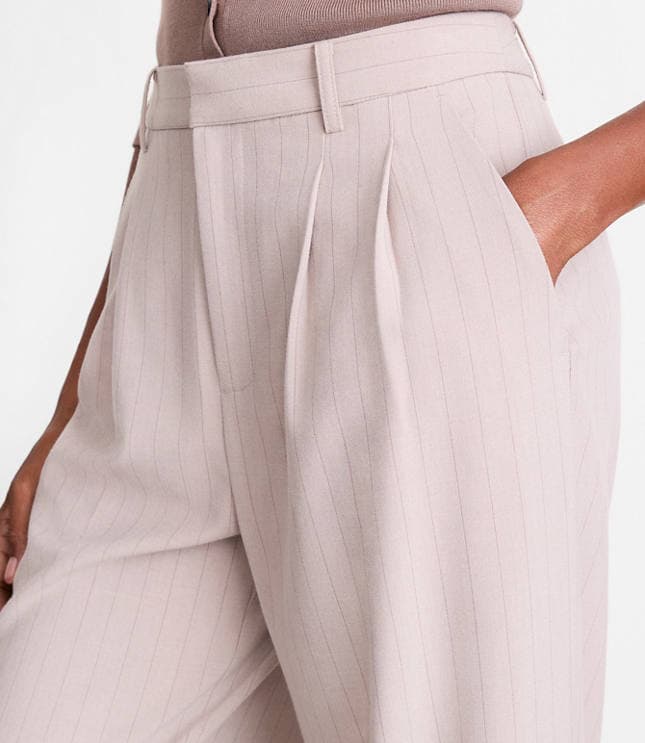 Petite LOFT Versa Seasonless Stretch Double Pleat Wide Leg Pants in Stripe - image 4