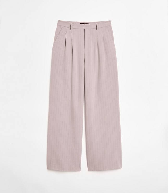 Petite LOFT Versa Seasonless Stretch Double Pleat Wide Leg Pants in Stripe - image 5