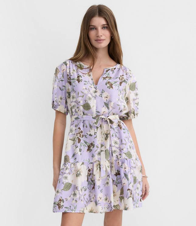 Petite Floral Flounce Mini Pocket Dress - image 1