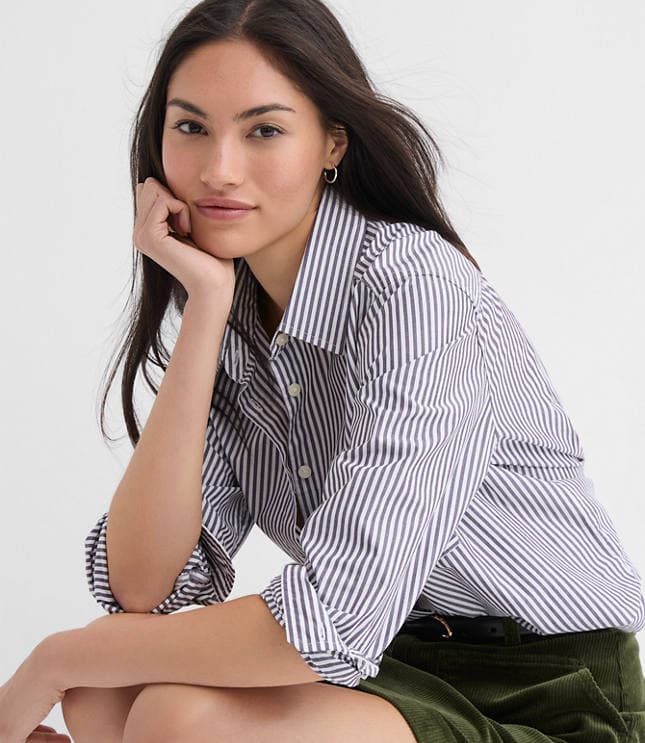 Striped Poplin Everyday Relaxed Pocket Shirt - image 1