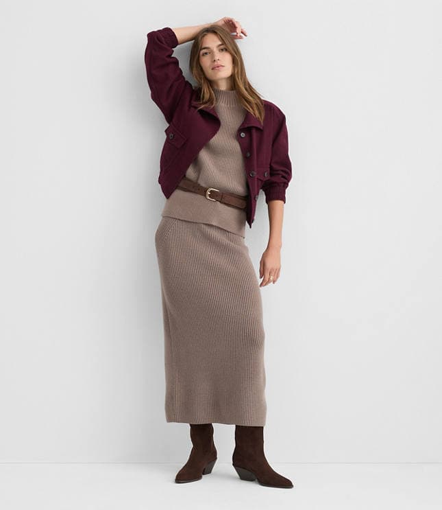 Ribbed Midi Sweater Skirt - image 1