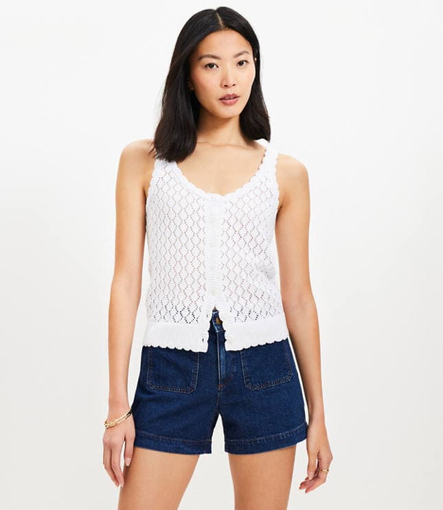 Petite Crochet Button Sweater Tank Top - image 2