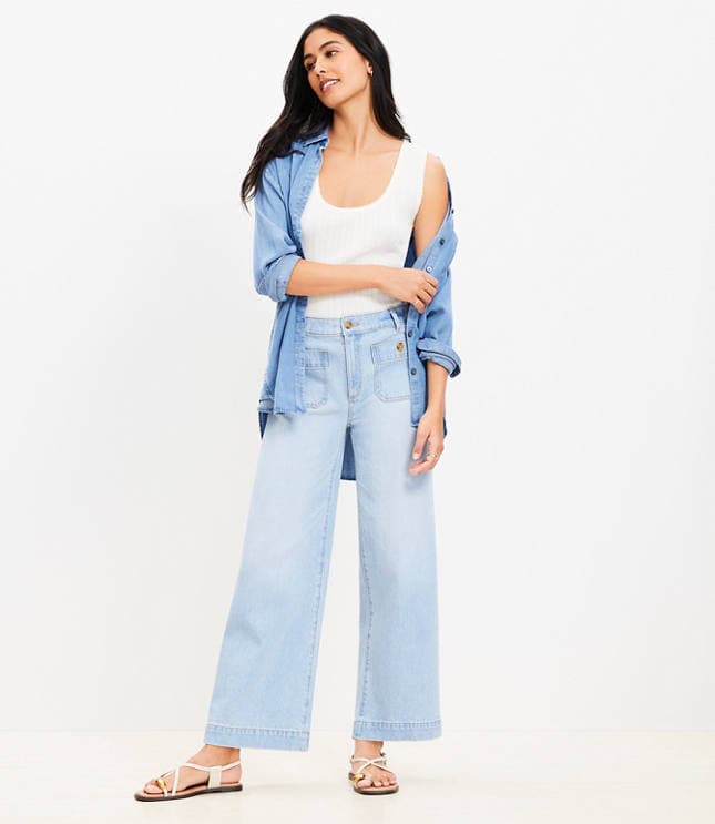 Tall Palmer Wide Leg Crop Jeans in Light Vintage Indigo Wash - image 1