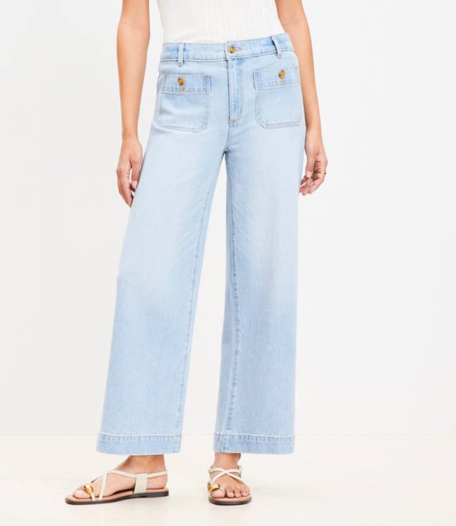 Tall Palmer Wide Leg Crop Jeans in Light Vintage Indigo Wash - image 2