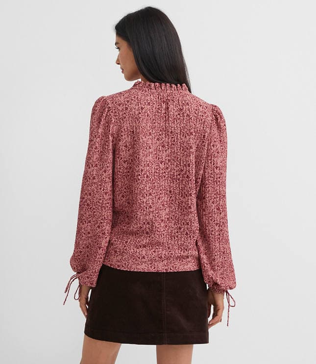 Petite Floral Ruffle Tie Cuff Top - image 3