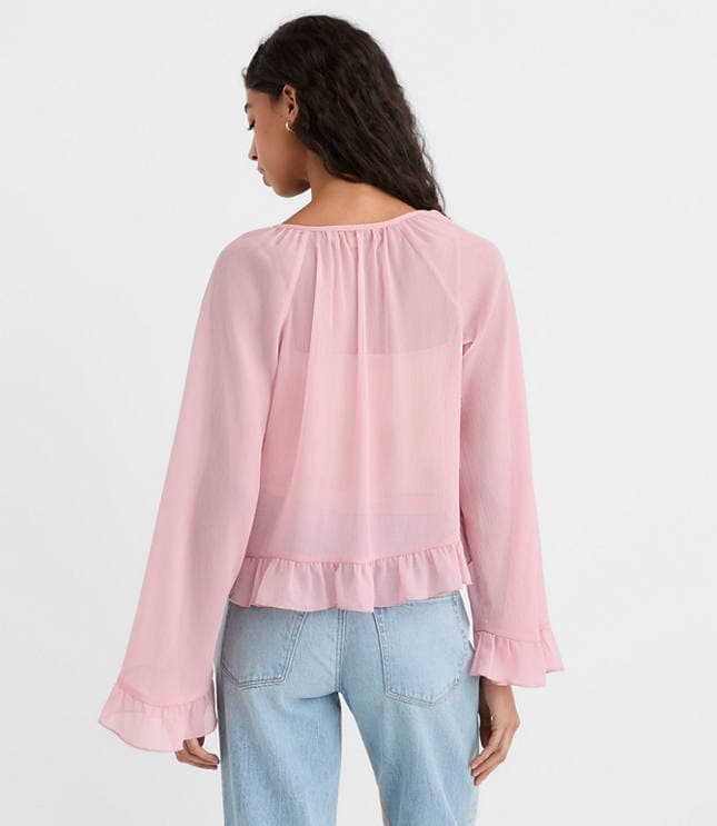 Ruffle Tie Neck Blouse - image 3