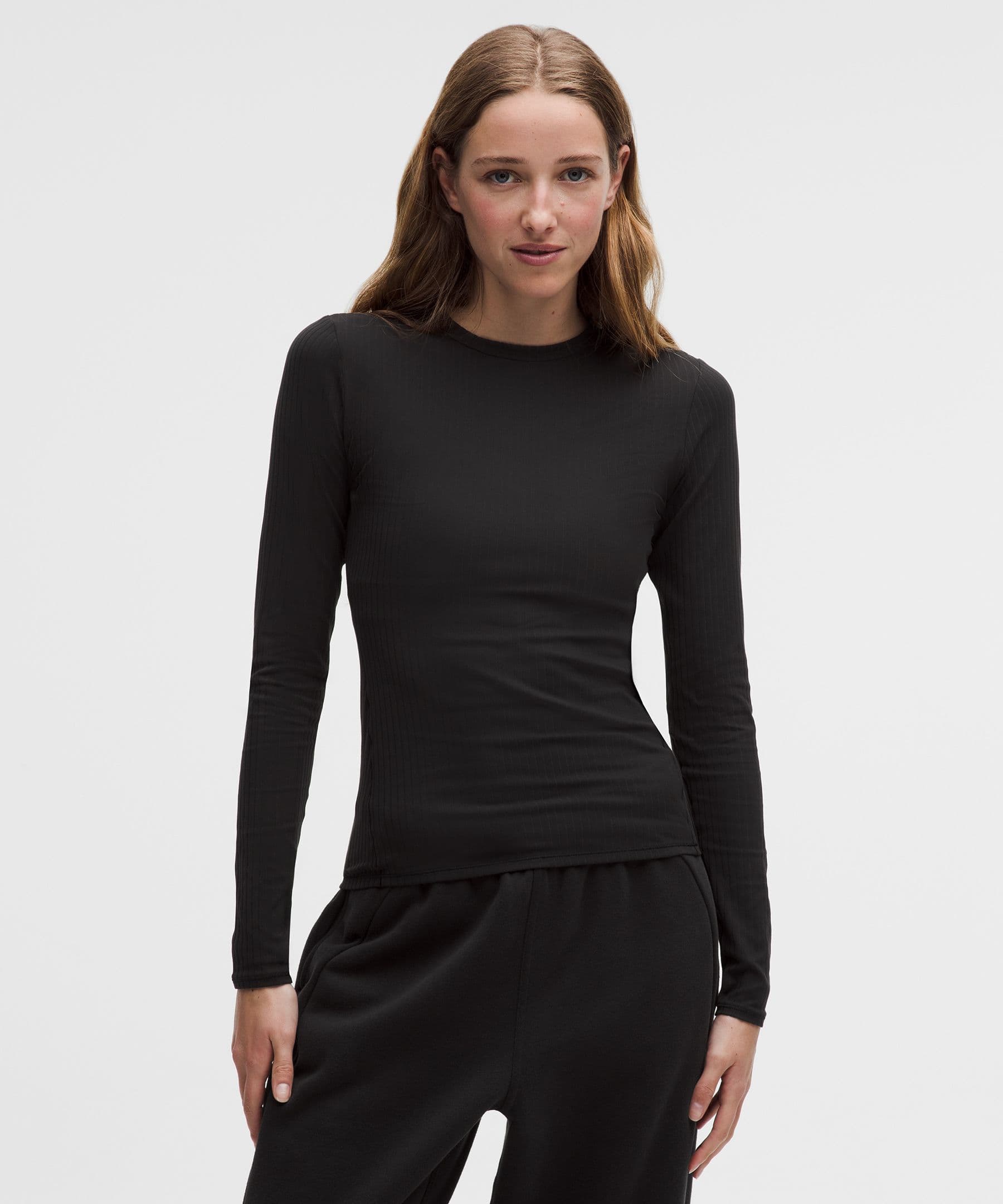 Wundermost Ultra-Soft Ribbed Nulu Crewneck Long-Sleeve Shirt - image 1