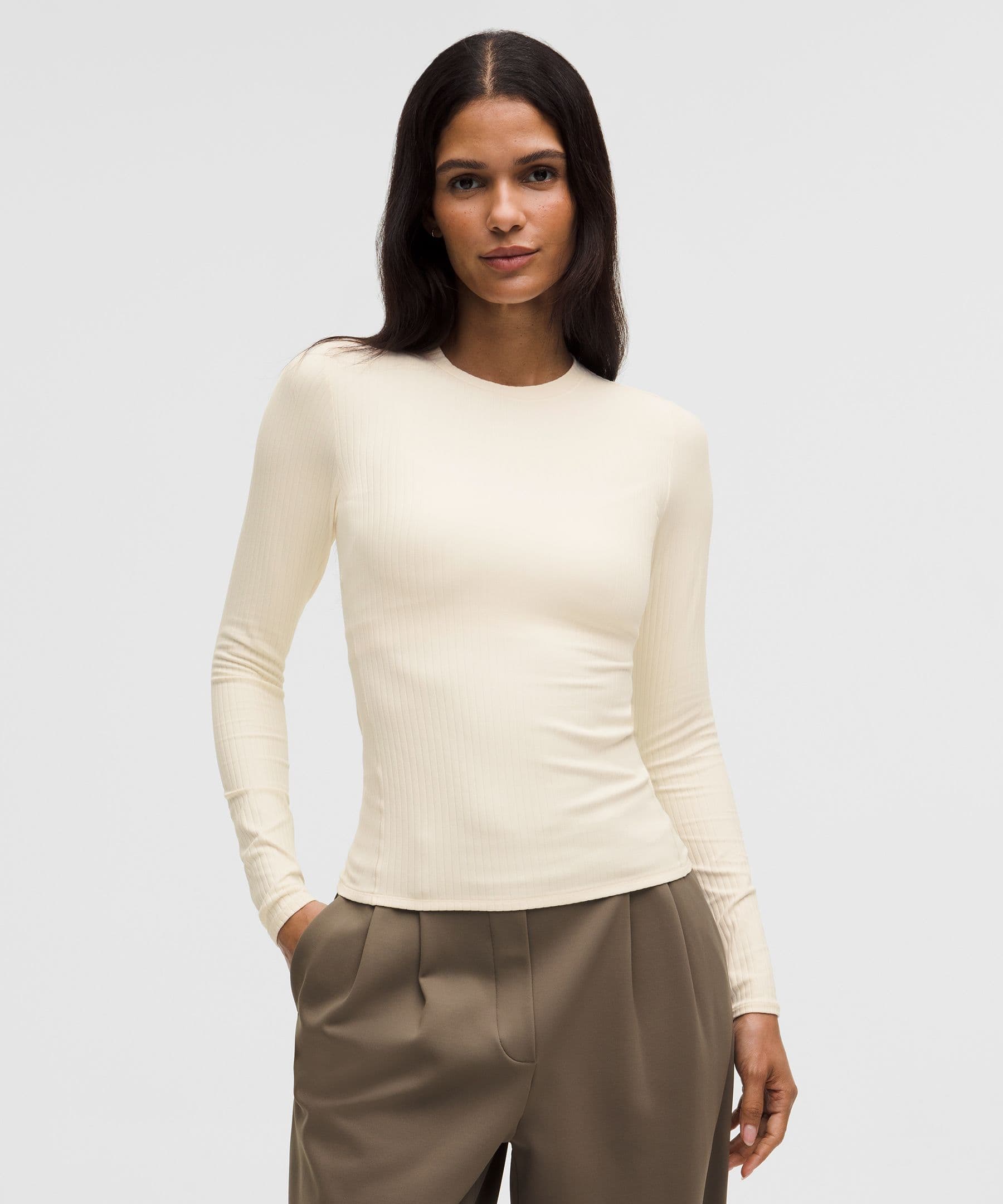 Wundermost Ultra-Soft Ribbed Nulu Crewneck Long-Sleeve Shirt - image 3