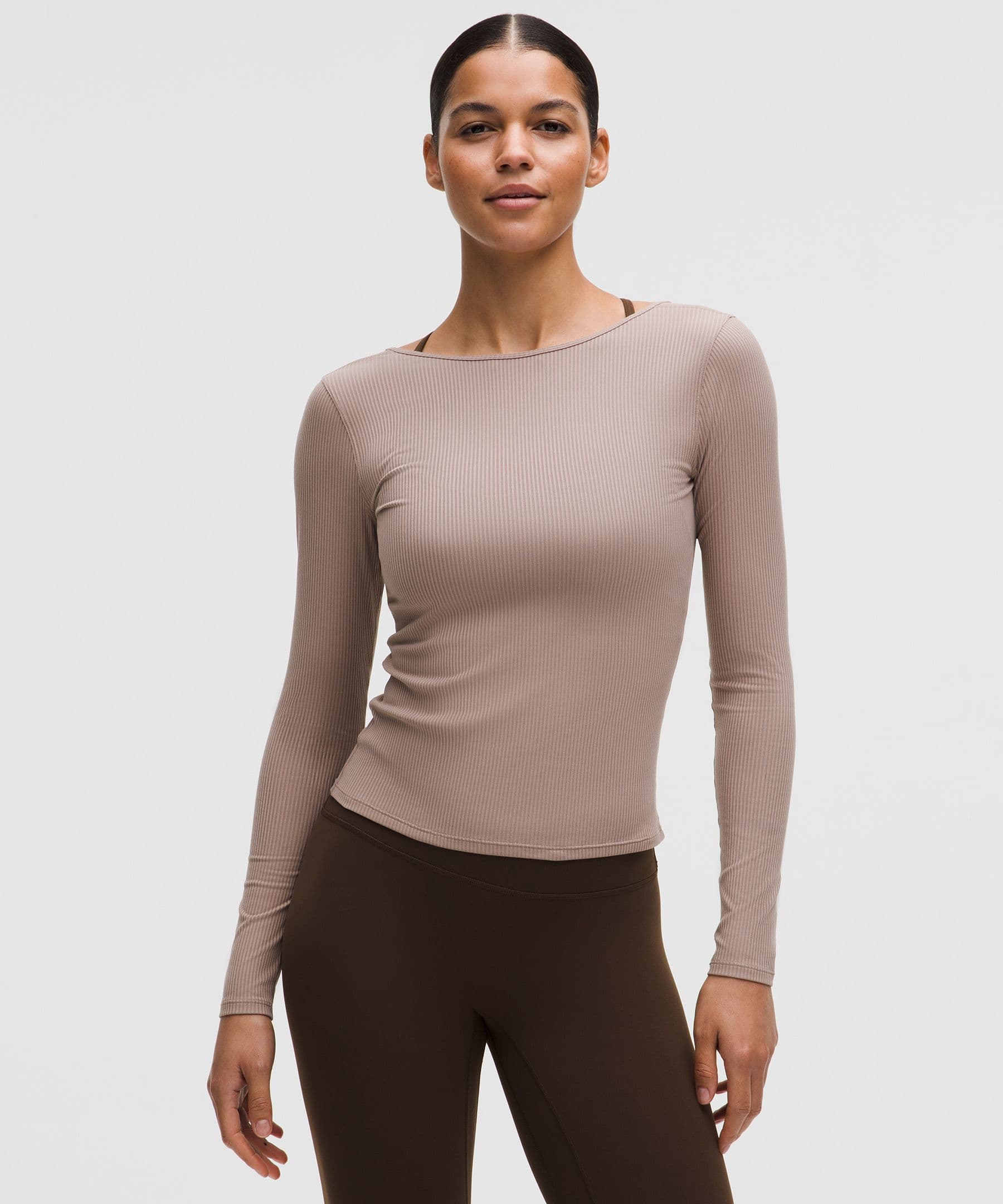 Ribbed Scoop-Back Yoga Long-Sleeve Shirt - image 2
