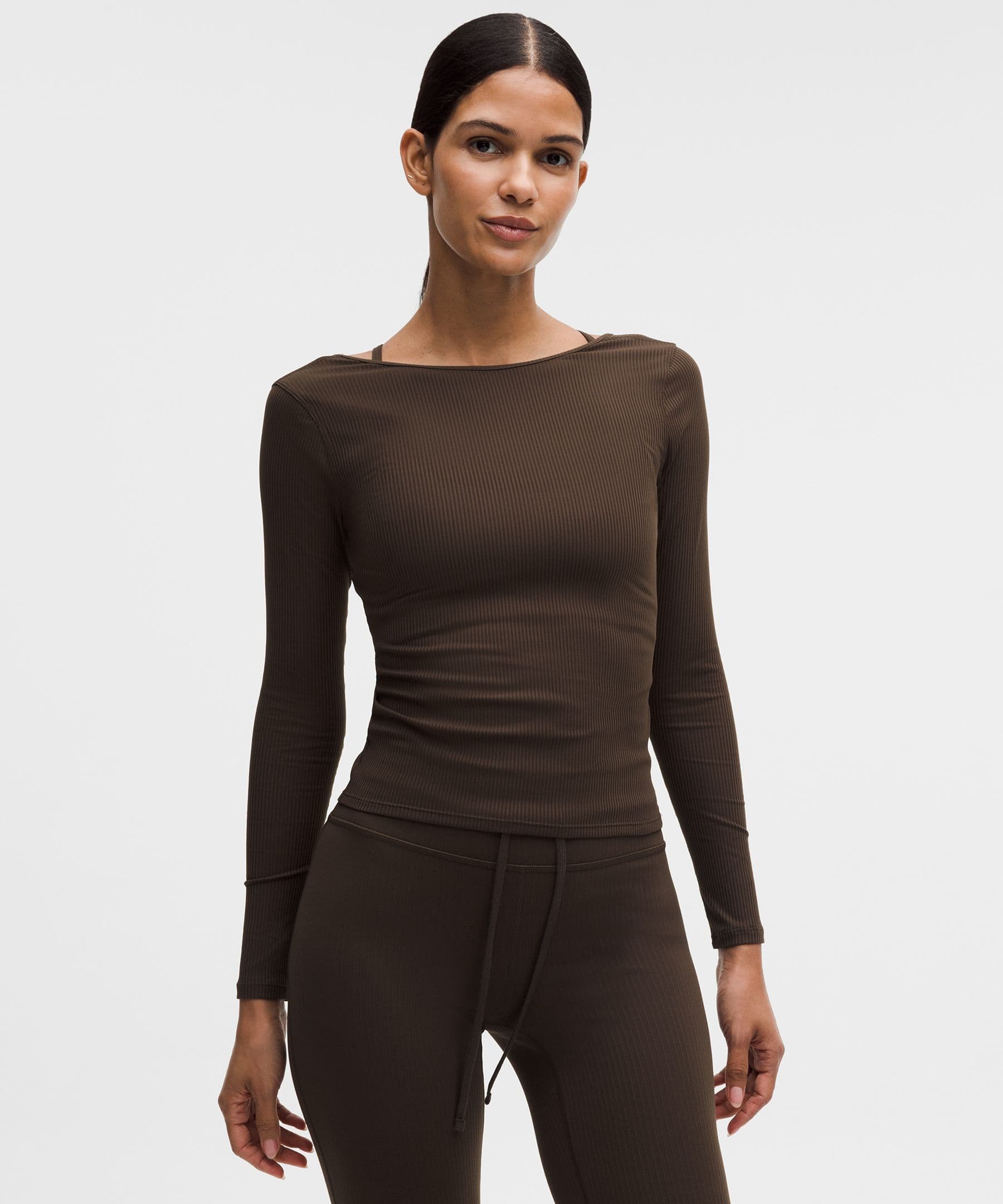 Ribbed Scoop-Back Yoga Long-Sleeve Shirt - image 3