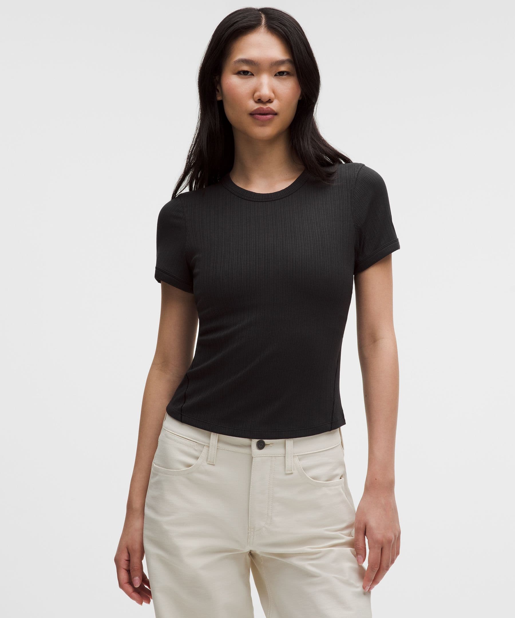 Hold Tight Micro-Rib Straight-Hem T-Shirt - image 3
