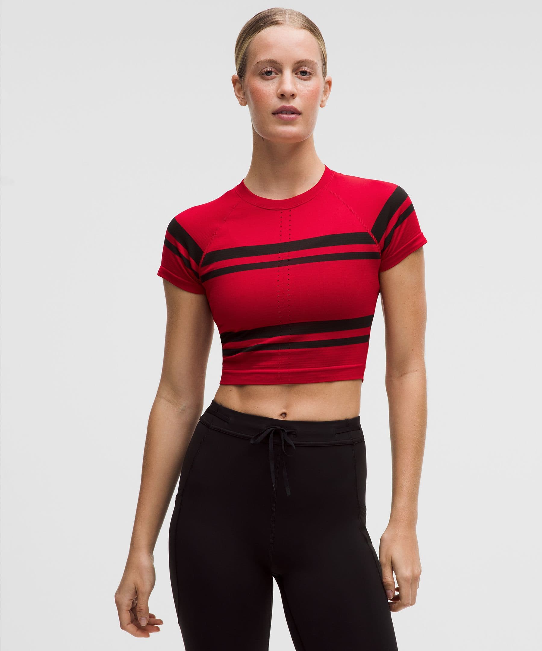 Swiftly Tech Cropped Short-Sleeve Shirt 2.0 *Stripe - image 1