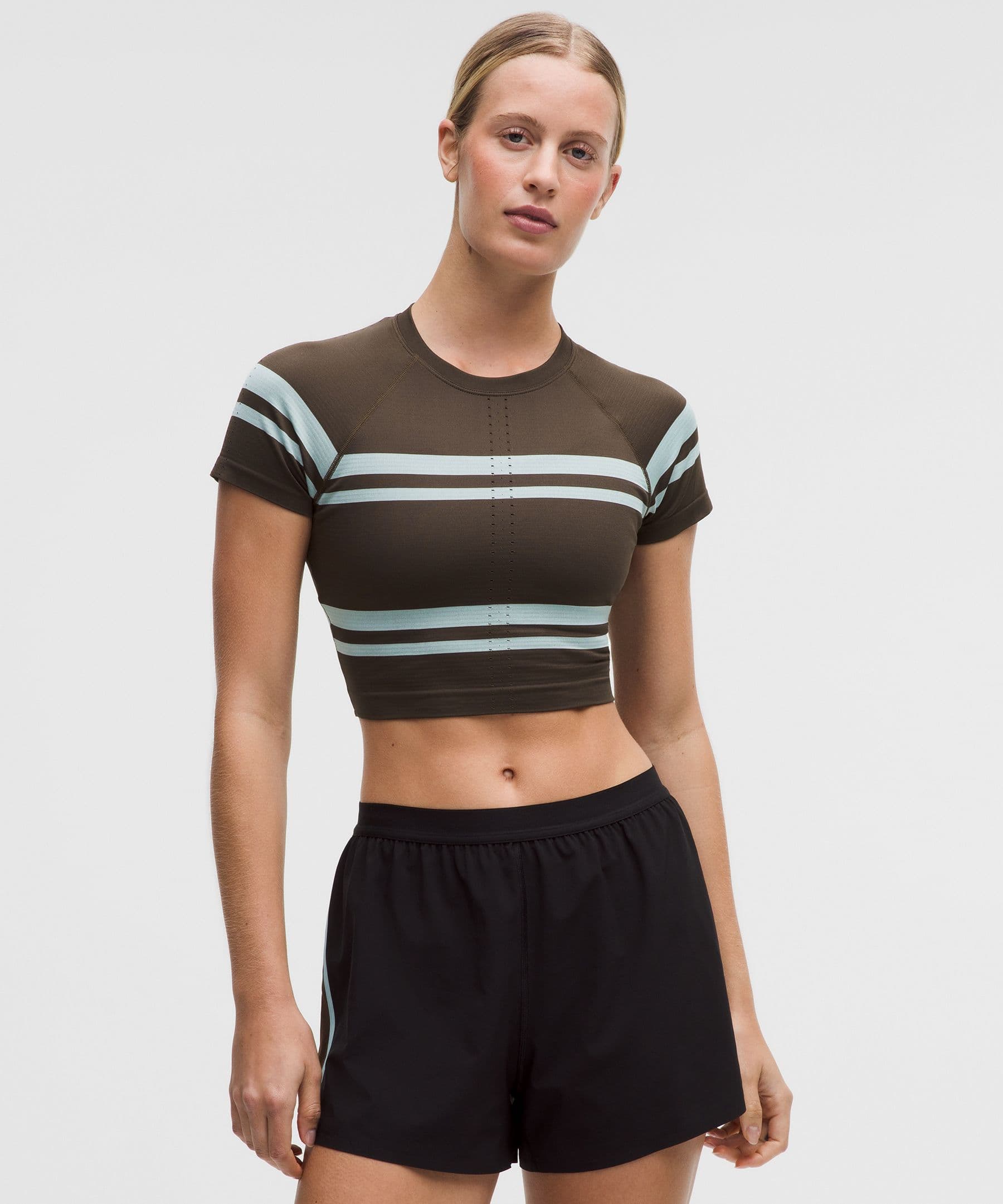 Swiftly Tech Cropped Short-Sleeve Shirt 2.0 *Stripe - image 2