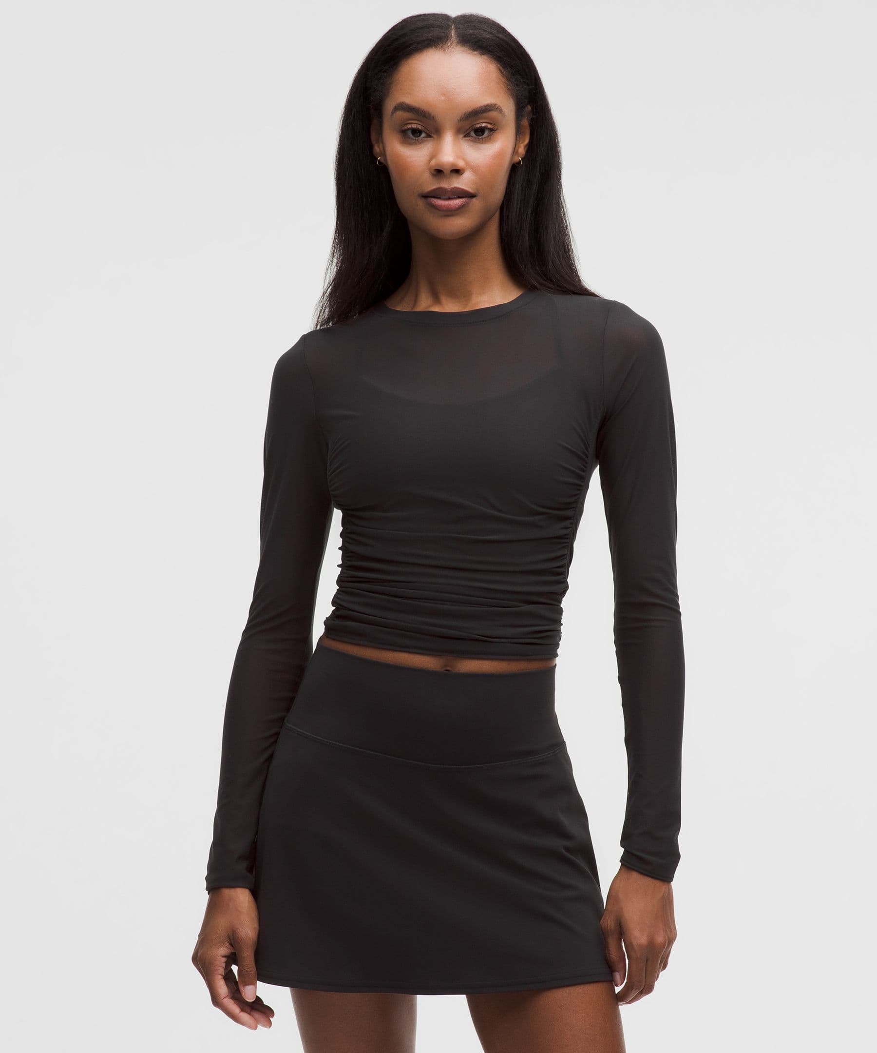 Mesh Ruched Long-Sleeve Shirt - image 2