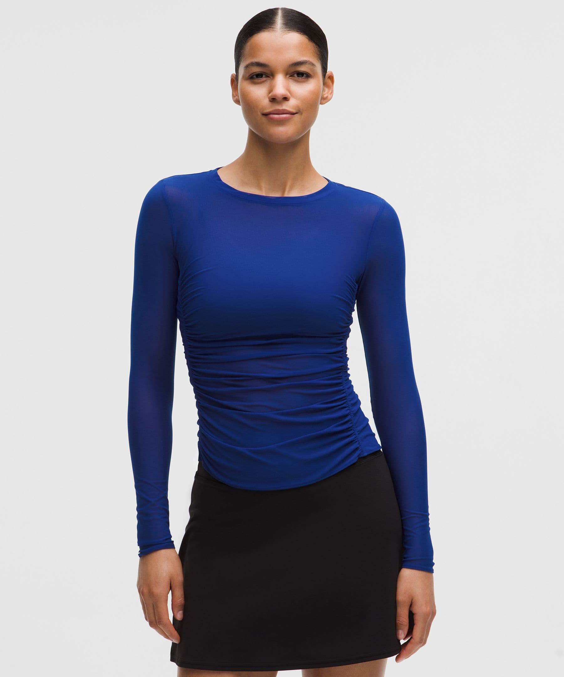Mesh Ruched Long-Sleeve Shirt - image 1