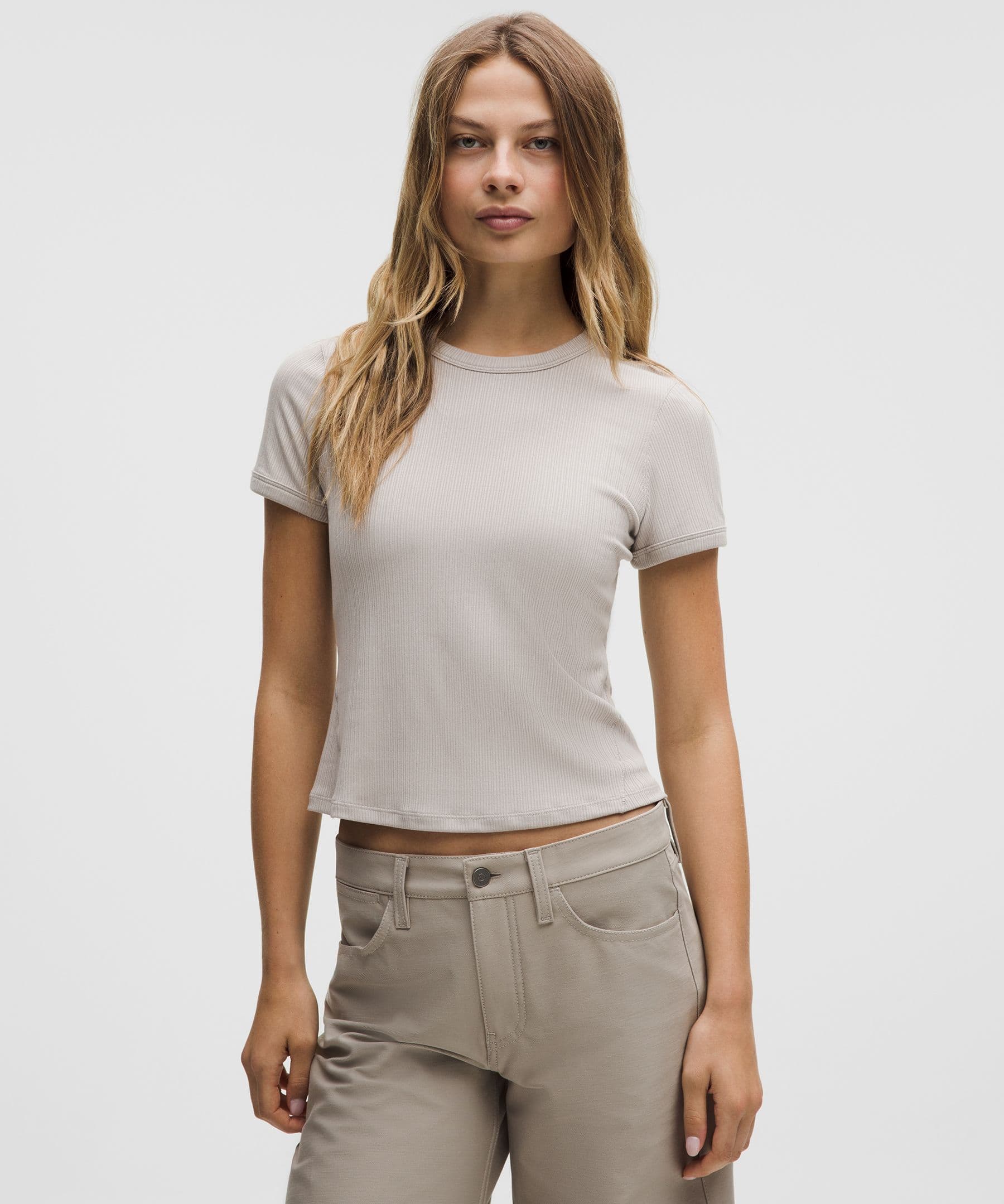 Hold Tight Micro-Rib Straight-Hem T-Shirt - image 2