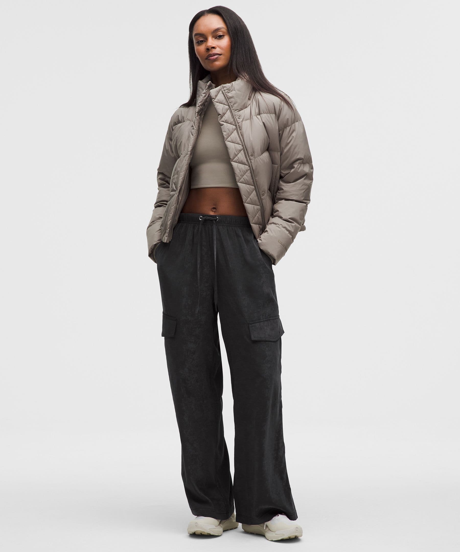Matte Satin Relaxed-Fit Mid-Rise Cargo Pant - image 1