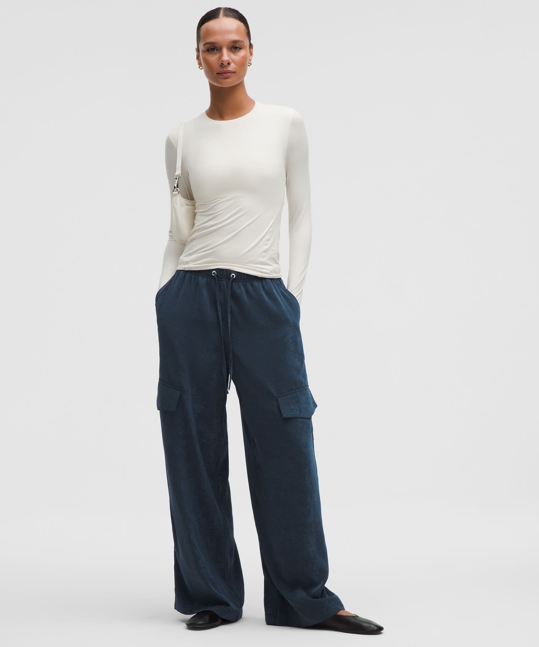 Matte Satin Relaxed-Fit Mid-Rise Cargo Pant - image 2