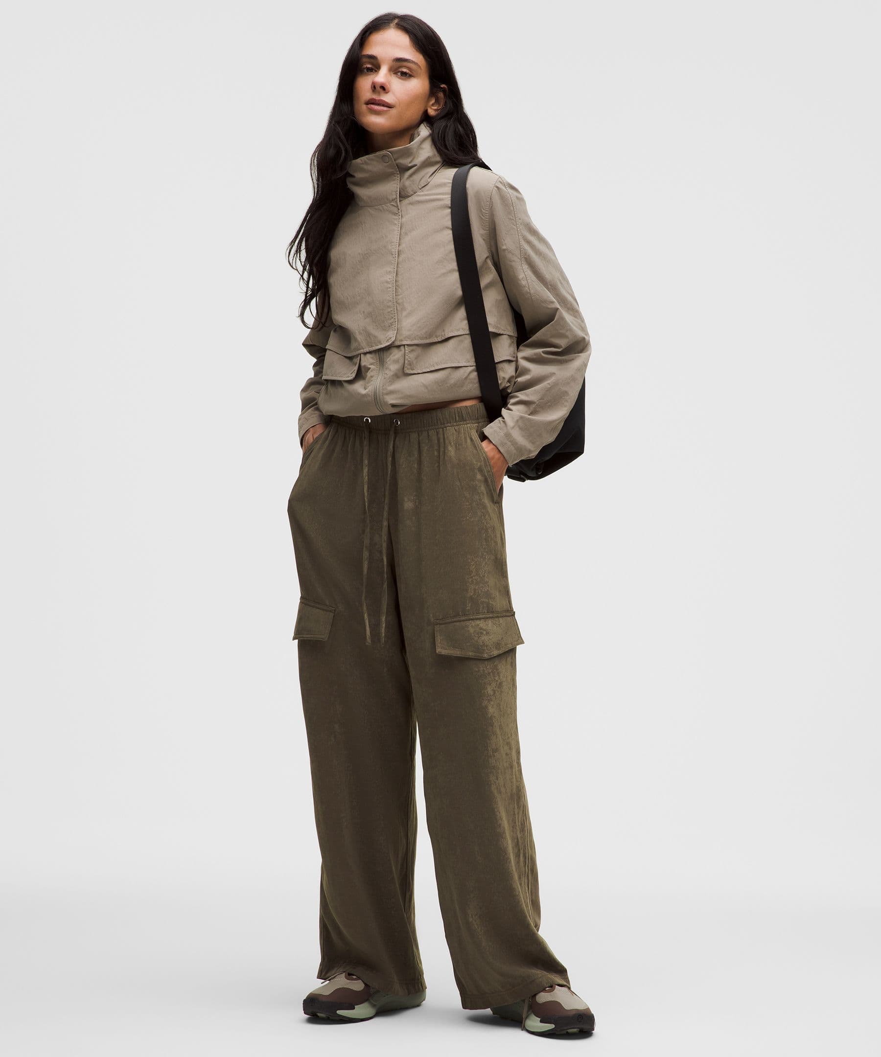 Matte Satin Relaxed-Fit Mid-Rise Cargo Pant - image 3