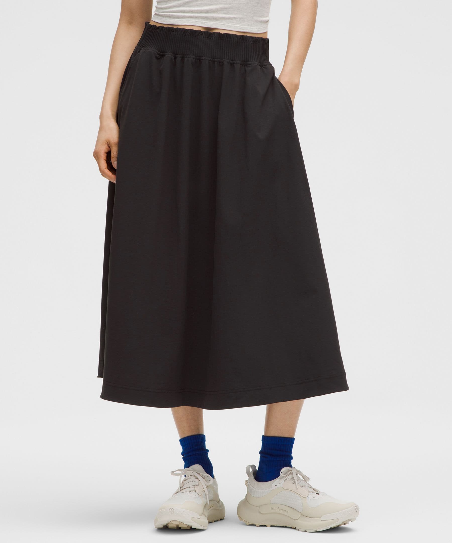 Stretch Woven Ruffle-Waist Midi Skirt - image 4