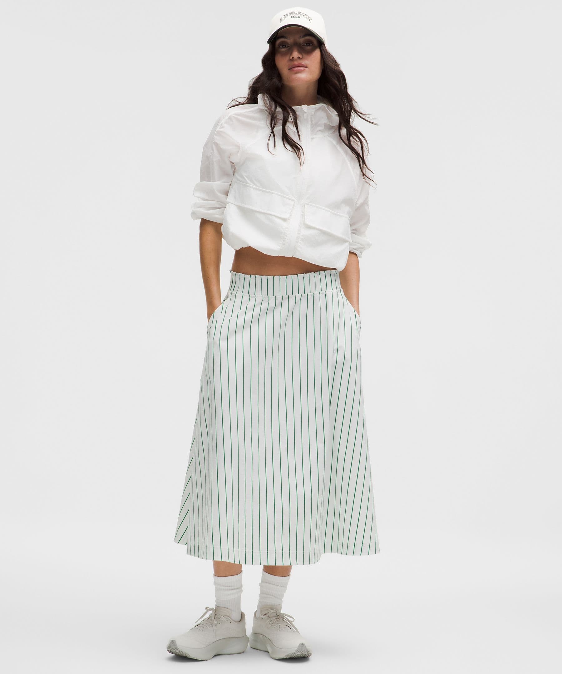 Stretch Woven Ruffle-Waist Midi Skirt - image 5