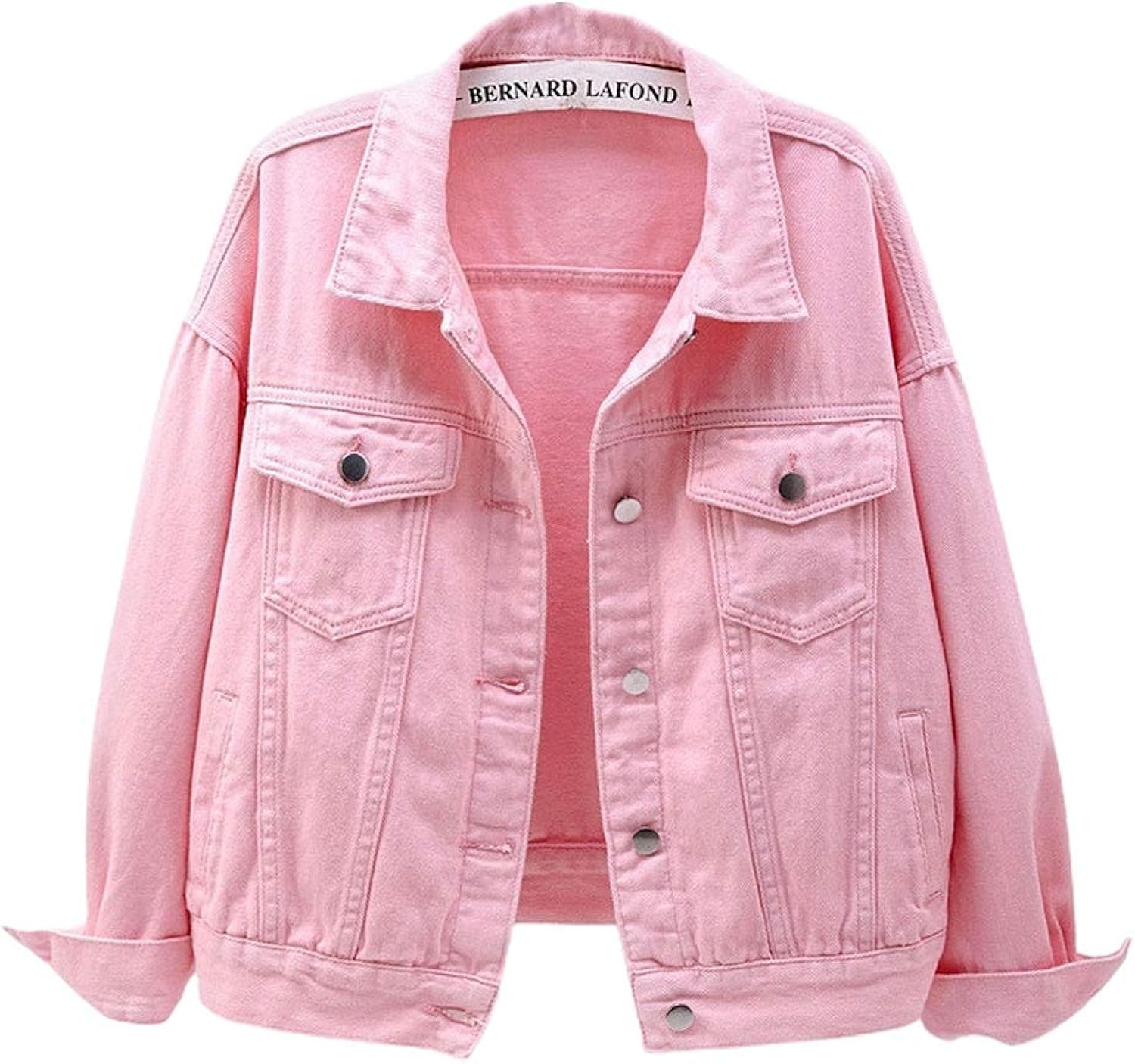 Women's Candy Color Denim Jacket Relaxed Fit Casual Jean Trucker Jacket