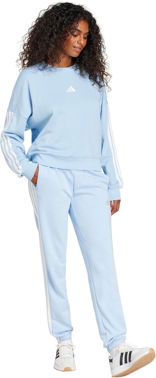 Womens Essentials 3-Stripes French Terry Cuffed Pants