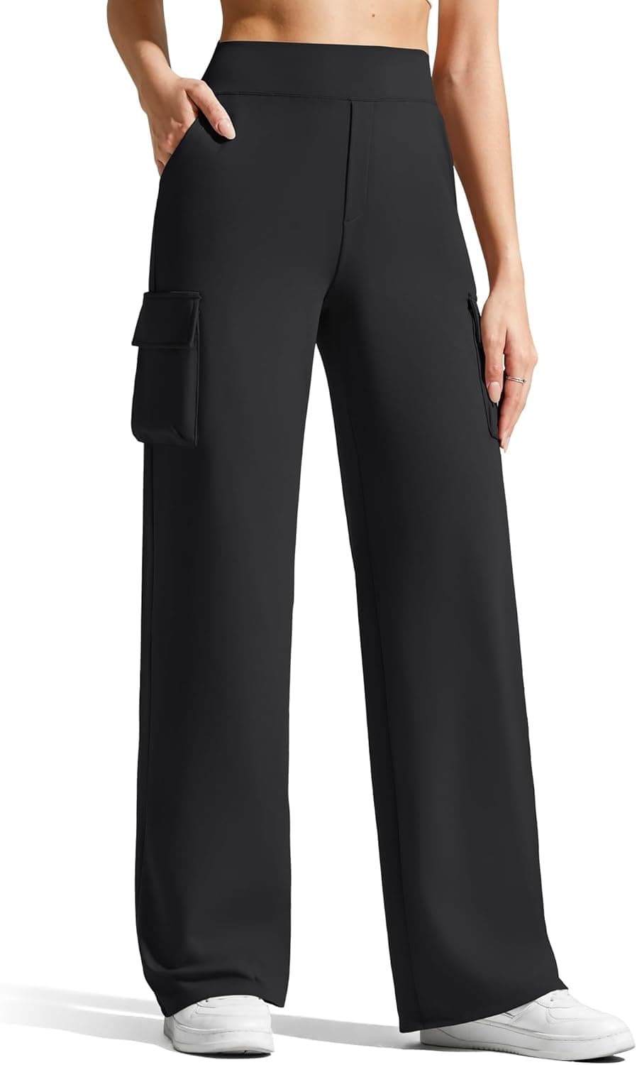 EverGoing Wide Leg Cargo Pants Women with 4 Pockets High Waisted Yoga Pants Stretch Casual Trousers