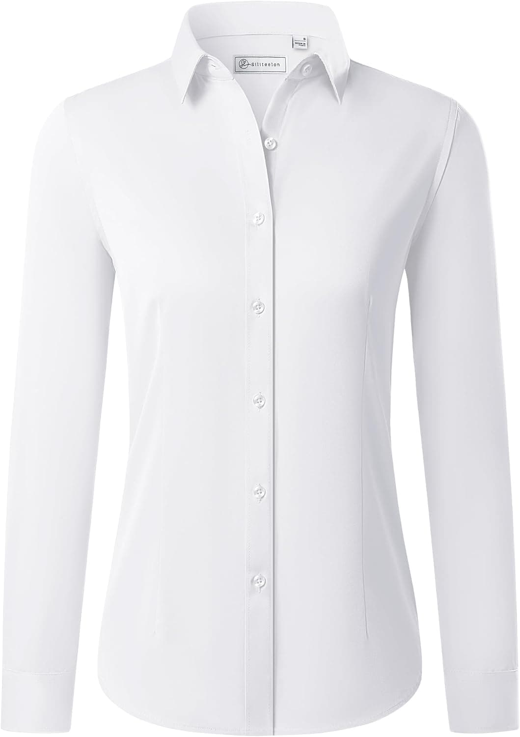 Button Down Shirts for Women Long Sleeve Dress Shirts Wrinkle Free Collared Work Office Solid Blouses Tops